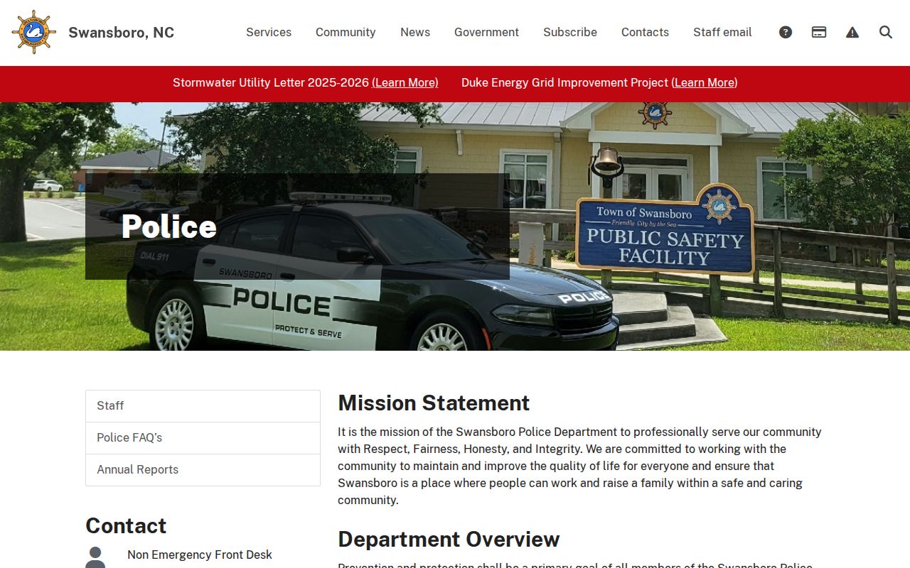 Official Swansboro Police Department webpage