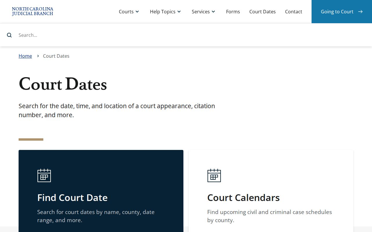 Onslow County criminal court case Find My Court Date search