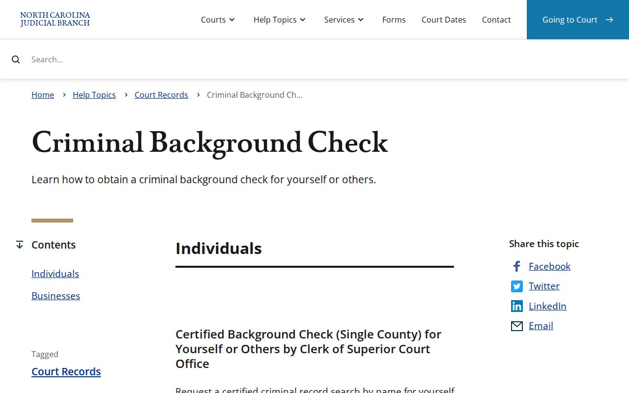 Onslow County criminal history official court check options