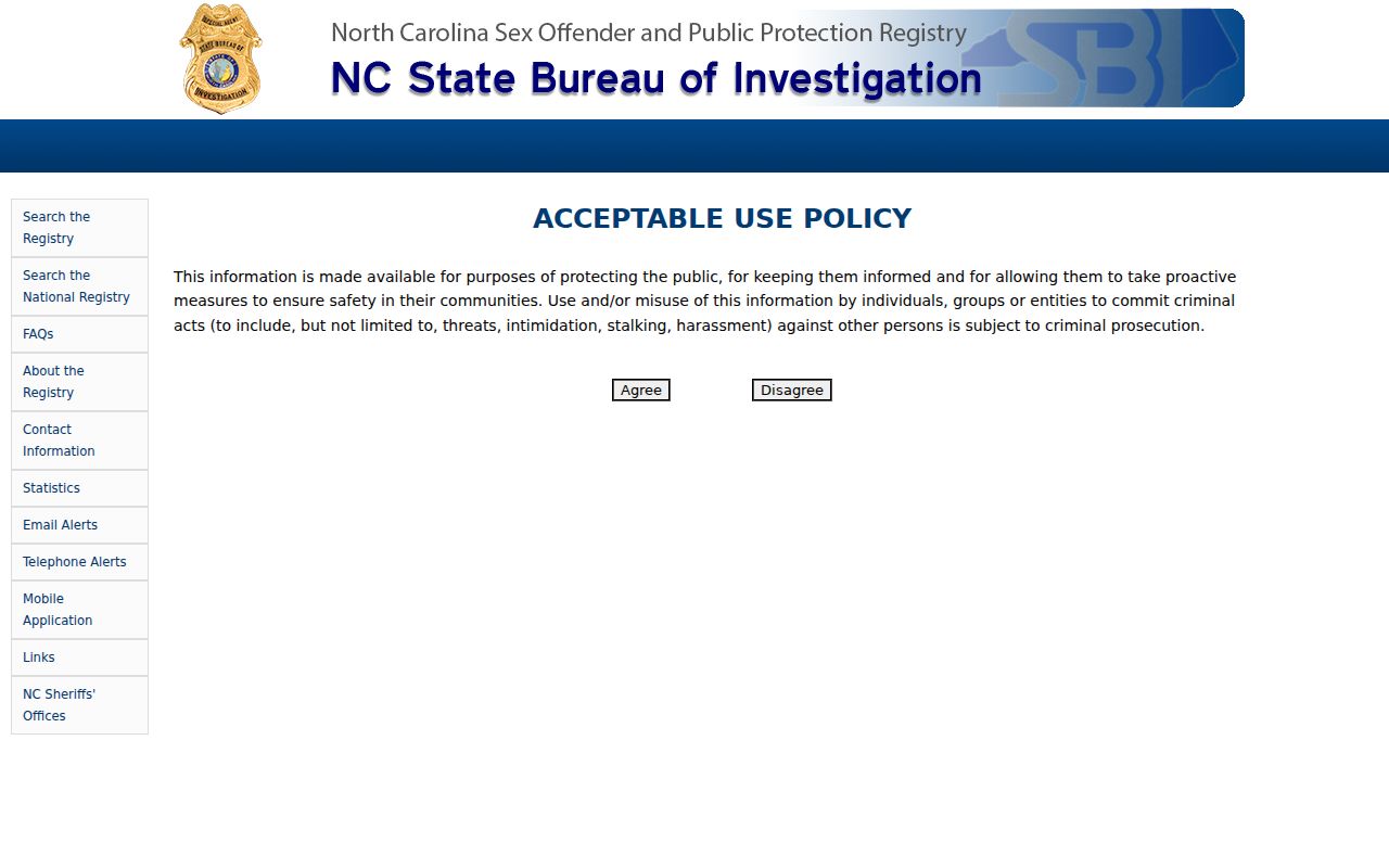 Onslow County sex offender registry name and location search fields