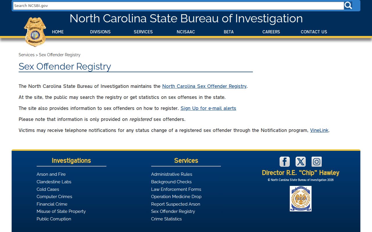 Onslow County sex offender registry SBI program overview